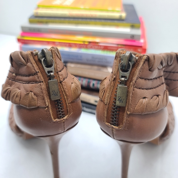 Zara Woman Brown Open Toe Leather Ankle Strap 5 inch High Heels Size 6.5 (37) - Picture 9 of 15